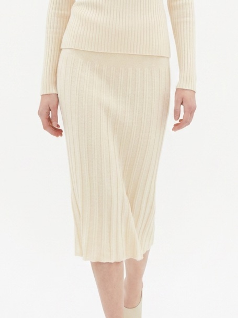 Bleyle France Cream Ribbed knitted Midi Skirt — Sleek Knit Pencil Style Sz 10